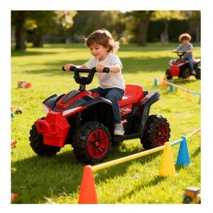 Voiture électrique à deux roues motrices avec effets lumineux, rouge, en plastique durable et sûr pour les tout-petits - Product Image 4
