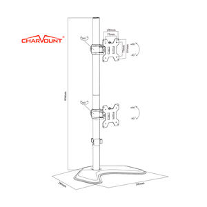 Charmount – <span class=keywords><strong>support</strong></span> de Double moniteur <span class=keywords><strong>PC</strong></span> réglable en hauteur, <span class=keywords><strong>support</strong></span> de Double moniteur autoportant - Product Image 2