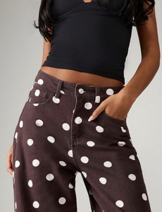 Summer Casual Denim <b>Trousers</b> <b>Women's</b> High Waist Breathable Wide Leg Polka Dot Jeans with Simple Fashion Print Washed Pants <b>Women</b> - Product Image 4
