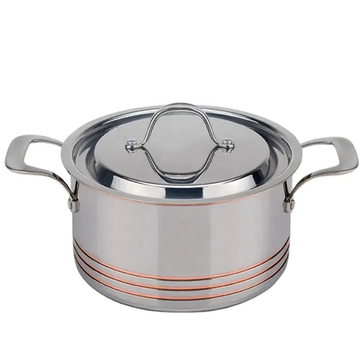 5ply copper core stockpot stainless steels saucepan soup pot induction casserole for Kitchen Cooking Safety Microwave Dishwasher