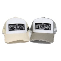 Fabricante de sombreros, superventas, gorras de camionero de perfil alto de 5 paneles, logotipo bordado personalizado, gorras de red desgastadas