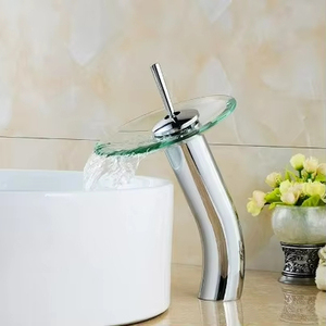 Grifo de inodoro de vidrio de cascada de parque de acero inoxidable de diseño moderno Grifo de vidrio de lavabo único Grifo frío y caliente - Product Image 2