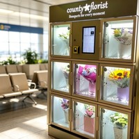 Distributeur automatique de fleurs fraîches en acier inoxydable intelligent, 24h/24 et 7j/7, en libre-service, bouquet, écran tactile