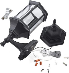 Lanterna da parete esterna parete nera applique House illuminazione E26 Base100W Max metallo più vetro bagnato posizione lampadine non incluse - Product Image 6