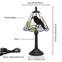 Lampe de table en verre teinté style Tiffany, corbeau noir d'Halloween, lampe de chevet unique de style farmhouse, salon, salle à manger, bureau