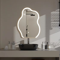 Miroir intelligent en forme de nuage, miroir de salle de bain LED avec gradation tactile, capteur humain, anti-buée, décoration artistique créative pour hôtel et maison