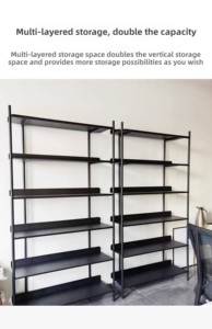 Estantería de Estilo Nórdico de Hierro Forjado sin Respaldo, de Pie, con Múltiples Niveles, Organizador de Almacenamiento, Librería de Oficina de Lujo Ligero - Product Image 6