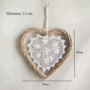 Nouveau style attrape-rêves en forme de cœur en corde de chanvre blanche rustique fait main, décoration intérieure, cadeaux, guirlande de fleurs ACASA <span class=keywords><strong>ARTO</strong></span> - Product Image 1