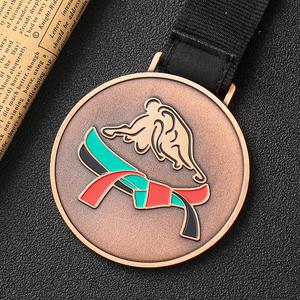 Médaille personnalisée Émirats Arabes Unis, récompense sportive, logo émaillé, médailles athlétiques, logo 2D en cuivre antique, lettres, lutte, Kung Fu, Jiu Jitsu, Judo - Product Image 4