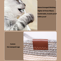 Panier pour chat en corde de coton tissé à la main avec poignée, grand panier rond bohème pour chat, lavable et respirant, durable