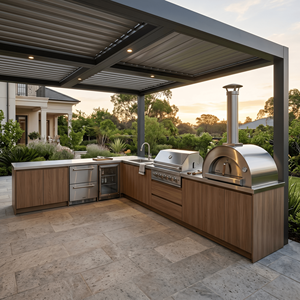 Cucina Esterna Modulare Personalizzata in Acciaio Inox SS304 con Lavello per Barbecue e Intrattenimento nel Patio - Product Image 1