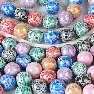 16mm Acrylic Paisley Walnut Flower Straight-Hole Mixed <b>Color</b> Fashionable DIY Handmade <b>Beading</b> Pen Mobile Phone Chain Accessory - Product Image 1