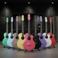 Gitar Akustik Folk Komposit Karbon Natasha 38 Inch Senar Baja untuk Pemula Siswa dengan Inlay Tata Surya dan Peg Tuning Tombol Tertutup