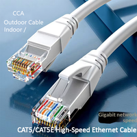Cable de Red Kneysum de Alta Velocidad CAT5/CAT5E CCA G652D, Par Trenzado Sólido para Interiores/Exteriores, 1M, RJ45