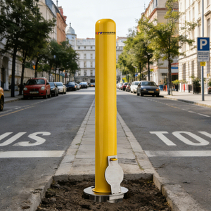 Poteau de stationnement amovible verrouillable pour la sécurité routière avec protection réfléchissante de qualité diamant GRADE IP68 - Product Image 1