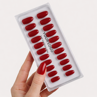 Faux ongles réutilisables en gel souple à presser, forme amande moyenne, rouges, pour marque privée