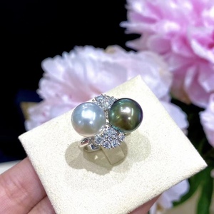 Nouvelle conception, bague en argent pur S925, perle d'eau douce ronde de 9-8 mm, presque parfaite, avec une personnalité à la mode - Cadeau - Product Image 2