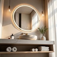 Espejo de Baño Moderno Inteligente con LED, IP44, Marco de Aleación de Aluminio, Antivaho, Ajustable de 3000K-6000K, Espejo Retroiluminado de Pared para Uso en Hoteles