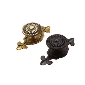 New Product <strong>Antique</strong> Copper Handle European <strong>Style</strong> Classical Zinc Alloy Single Hole Round Cabinet Door Handle Bronze Black Handle - Product Image 1