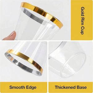 Custom Logo 9 Oz Clear Plastic Cups <b>Gold</b> <b>Rimmed</b> Disposable Wine for Party Wedding Cup Tumblers Cocktail <b>Glasses</b> - Product Image 5