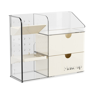 Multifunctional Cosmetic <b>Storage</b> Box With Drawers Transparent White Cream Plastic Makeup Organizer For <b>Dressing</b> <b>Table</b> - Product Image 5