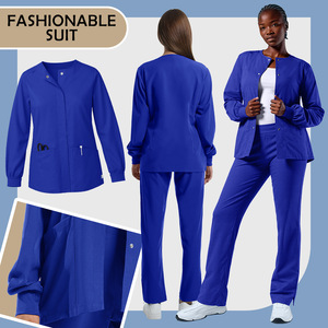 Women's Blue Workwear Suit Long Sleeve Split Set Moisture Wicking Comfortable Uniforms - Product Image 1