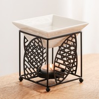 Brûleur d'huile essentielle en fer, support de bougie chauffe-plat en céramique, diffuseur d'encens, lampe chauffante d'aromathérapie, chauffe-cire – Indispensable pour la maison