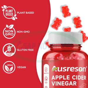 Ausreson, vinagre de sidra de manzana orgánico, ACV, Gummy Detox, quemador de grasa pura, metabolismo vegano Natural, 1000mg, gomitas de vinagre de sidra de manzana - Product Image 4
