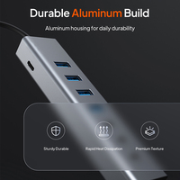 Hub USB 3.0 USB C portable, 7 ports, aluminium, 5 Gbps, adaptateur d'alimentation haute vitesse, hub multi USB 3.0, séparateur USB pour PC portable