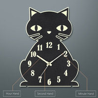 2022 Relojes de Pared luminosos inusuales Hello Cat Reloj de madera Sala de estar Cocina Hogar Reloj de mesa electrónico Reloj Pared wanduhr