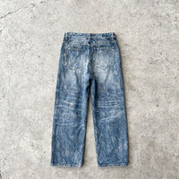YUCE Fabricant de pantalons en jean jacquard déchirés coupe droite, délavage moyen, 100% coton, taille mi-haute, style streetwear décontracté