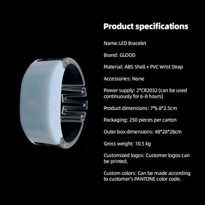 สายรัดข้อมือ LED ลดราคาพิเศษ สั่งทำจำนวนมากได้ ควบคุมผ่านแอพฯ เปิดไฟตามเสียง เหมาะสำหรับงานอีเว้นท์ คอนเสิร์ต ปาร์ตี้ - Product Image 2