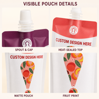 Sachet d'emballage personnalisé en Mylar de qualité alimentaire, résistant à l'humidité, pour fruits, légumes, jus, gelée et boissons, avec bec verseur