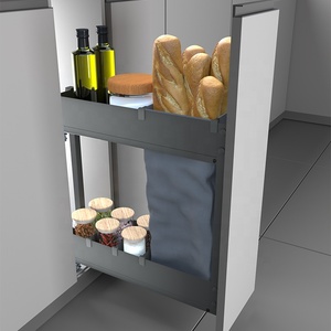 Panier à pain coulissant moderne à 2 niveaux en métal pour armoire de cuisine, installation facile, accessoires 02.2A.RWD20731.904 - Product Image 4