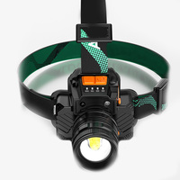 Lampe frontale rechargeable à LED jaune 3 modes, étanche IP55, zoomable, avec détecteur de mouvement, construction en plastique, idéale pour la pêche de nuit