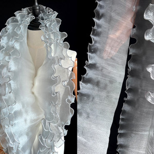 Dégradé Ruffle Edge Original tridimensionnel plissé <span class=keywords><strong>grande</strong></span> dentelle irisé dégradé Organza tissu Designer dentelle accessoires - Product Image 6