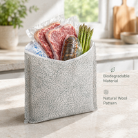 Paquete Aislante Personalizado DR Ecológico, de Grado Alimenticio, Biodegradable, con Forro Térmico de Lana, para Alimentos Congelados, para Entrega en Supermercados