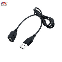 Kabel Ekstensi USB Langsung dari Pabrik, Konduktor Tembaga, PVC Hitam Putih 22AWG 24AWG, USB A Male ke Female, Kabel Daya DC