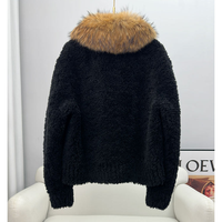 Nouvelle veste en fourrure de mouton véritable à la mode avec fermeture éclair, pour femmes, hiver, chaude, col en fourrure de renard 100%, manteau en fourrure de mouton