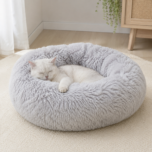New Style Comfortable XL Print Super Soft Dog <b>Cushion</b> <b>Round</b> Washable Plush Fluffy Velvet Dog Cat Bed - Product Image 2