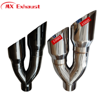 Embouts d'échappement en acier inoxydable de haute qualité, couleur noire titane, taille d'entrée 2,5/3 pouces, double sortie, pour système d'échappement, compatible avec les voitures