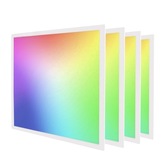 595x595 Industrial Smart LED Backlit Panel Light SMD2835 RGBW +3CCT Dimmable 40W APP/Remote Control Aluminum High Brightness