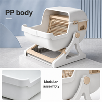 Kotak Pasir Kucing Semi Otomatis Self-Sifting PP Modular Besar 20L Toilet Kucing Tanpa Sekop Grosir untuk Kucing Dewasa