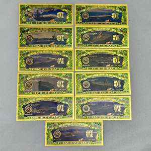 Billets de banque commémoratifs en feuille d'or du porte-avions de la marine américaine pour collection et souvenirs - Product Image 1