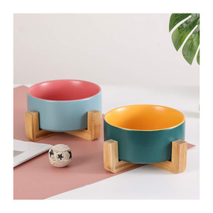 ที่วางชามอาหารสุนัขไม้สีสันสดใส เป็นมิตรกับสิ่งแวดล้อม ทันสมัย ทำด้วยมือ ชามอาหารสัตว์เลี้ยงแฟชั่น - Product Image 6