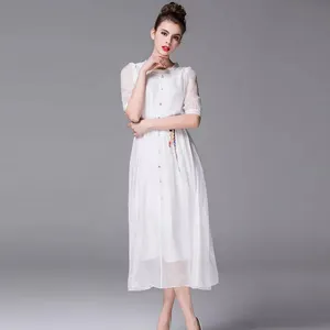 Белое Кружевное высококачественное новое летнее Повседневное платье для дам на заказ
