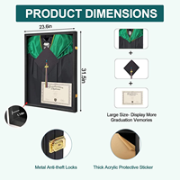 Grand coffret de présentation pour diplômes, en bois et verre acrylique, à fixation murale, avec cadre verrouillable et porte en verre acrylique pour souvenirs