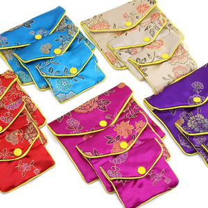 Bolsa de embalaje de joyería al por mayor con cremallera, bordada, estilo antiguo, para guardar collares, pulseras, pendientes y anillos - Product Image 1