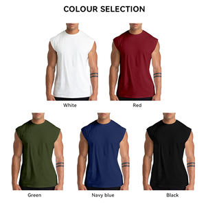 Débardeur de sport d'été pour homme - Polyester/coton tricoté anti-boulochage, col rond, décontracté, ample, uni, pour la course à pied - Product Image 4