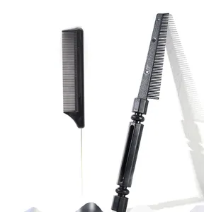 Atacado OEM 2pcs Twist Comb Metal Pin Tail Comb Set Resistência ao Calor Escova Hair Styling Comb